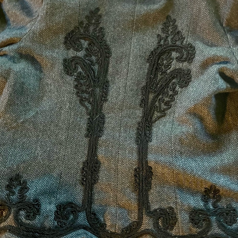 Soft Surroundings Wool Blend Jacket- Grey with Black Embroidery.- size M. - Picture 8 of 10